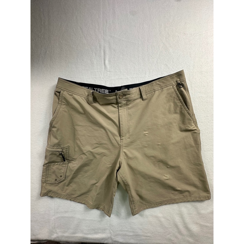 Realtree Fishing Mens XL Tan Performance Cargo Shorts Stretch Quick‎ Dry Khaki